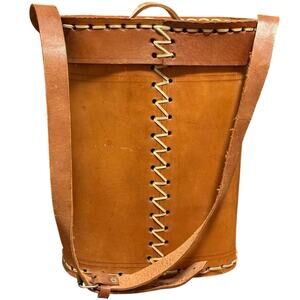 Handmade Rigid Leather Matera Carry Bag for Yerba Mate Set Gourd Thermos Travel
